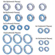 24Pcs Complete Rubber Blue Bearings Kit Fit for RC 1:10 Crawler Axial Yeti XL