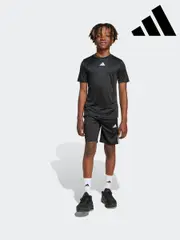 adidas Black Train Essentials 3-Stripes T-Shirt Set Kids (E43084) | $58