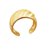 Culturesse Lux Sterling Silver Adjustable 2cm Open Ring Thick 18K Gold Plating