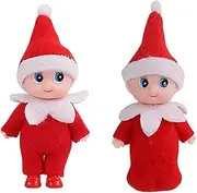 JHBEMAXS 2 PCS Mini Baby Elf Twins Kindness Elves Craft Set Shelf Decoration Tiny Dolls for Girls Boys Kids Adults (Pack of 2 Pieces Red)