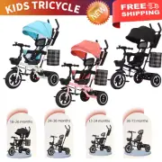 4 In 1 Tricycle Bike Kids Stroller Trike Baby Prams Toddler Ride-On Toy 3 Colors