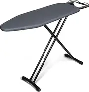 [Duwee] Ironing Board 12''x36'' with 3 Layered Heat Resistant Cover & Thicken Feltpad, Iron Board with Iron Rest, Foldable T-Leg, Adjustable Height（Black）