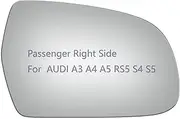 JZSUPER Side Mirror Glass fit for Audi A3 A4 A5 Quattro, RS5 S4 S5 Passenger Right Side RH Convex, Including Adhesive (2010-2017)