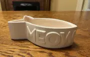 Pet Feeding Dish Furry Friends Cat MEOW Fish Shaped Ceramic Peachy Medium, NWT