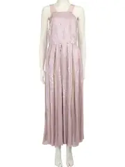 Pink Silk Sequin Embellished Maxi Dress