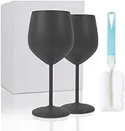 Daseeme Stainless Steel Glass - 18 oz - Unbreakable Black Glasses for Travel, Camping and Pool - Fancy, Unique and Cool Portable Metal Glass for Outdoor Events, Picnics (Set of 2)