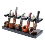 Wooden Tobacco Display 5 Pipes Rack Tobacco Black Smoking Pipes Shelf Stand