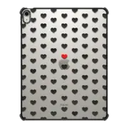 iPad Air 13-inch (M2/M3) iPad Impact Case CUTE LOVE HEARTS GRID IPAD, RED ON BLACK HEART MINIMAL MODERN VALENTINES DAY By Ebi Emporium