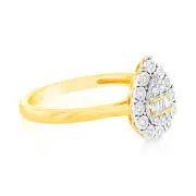 Luminesce Lab Grown Pear Shape 0.12Ct Diamond Ring in 9ct Yellow Gold, Q