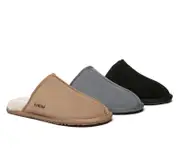 EVERAU® UGG Slippers Men Sheepskin Wool Scuff Bennett - Black / AU Ladies 16 / AU Men 14 / EU 47