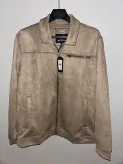 Ben Sherman Men's Bomber Jacket Khaki Full Zip Up Faux Suede Size XL