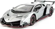 WAKAKAC Diecast Car for Lamborghini Veneno Model Car 1/24 Scale Sports Toy Vehicle Door Can be Opened Toy Car Front Wheel Steerable (Gray)