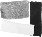 [NULYLU] 3pcs Mens Sports Headbands Moisture Wicking Sweatband for Gym Running Yoga and Fitness Lightweight Non Slip Athletic Headbands and Grey