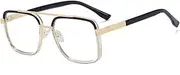[WNCKSQ] fashion big glasses frame women unisex square glasses male clear lens half metal decoration