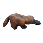 French Country Vintage Weighted Paul the Platypus Door Stopper Leather Look