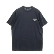 PRADA Logo Plate Printed Interlock Short Sleeve T Shirt UJN656 R232 13MQ Black
