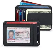 [Zitahli] Wallet Men-Magnetic Money Clip-Slim and Minimalist Card Case-ID Window Front Pocket Wallet Gift Boxing Brown, Crazy Horse black