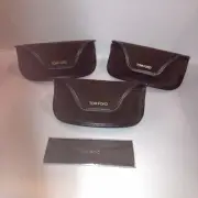 TOM FORD LARGE BROWN VELVET SUNGLASS CASE WITH CLEANING CLOTH