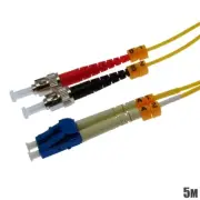 5M 16FT LC to ST Duplex Single Mode 9/125 Fiber Optic Optical Patch Cable Cord