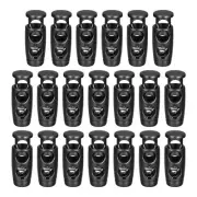 20pcs Double Hole Cord Lock Spring Stopper Fastener Toggle End Black Matte