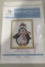 Joy Sunday Cross Stitch # 12989 Christmas Penguins - 11 CT - 8.26" x 10.62" NIP