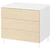 PLATSA chest of 3 drawers, white/Kalbåden lively pine effect, 80x57x73 cm
