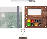 Watercolor Paint Kit - Watercolor Paint Kit, 8 Grid Wooden Box Set | Portable Watercolor Pad & Paint Box for Art Students, Painting Supplies for Travel, Studio, School & Hobby Illustrations