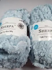 Loops & Threads Sherpa Yarn Lot of 2 Skeins-Each Sk 93 Yds-Light Blue-Polyester