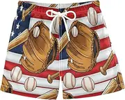 [RPLIFE] Swimming Shorts for Boys, Anti Chafe Swim Trunks Boys 2 T, Vintage Baseball Gloves