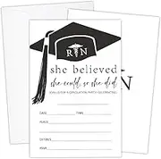 Black White Nurse Graduation Invites 20 Cards with Envelopes Nursing Graduation Party Invitations Grad Party Invites for Nursing Students Double Sided Invitation Card for Graduating Decorations Y429