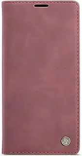 Leather Phone Case for iPhone 8/7/SE 2020 Shockproof Leather Case Cover (C142) (Wine Red)