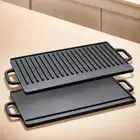 Griddle Plate with Double Handles Grill Plate Cast Iron for Steaks Broil Bread