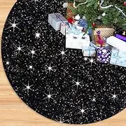 Black Tree Skirt Sequin Christmas Tree Skirt 21 Inch Sparkle Tree Skirts Halloween Tree Skirt Goth Christmas Tree Stand Cover Black Tree Skirt for Pencil Tree Christmas Holiday Tree Decorations