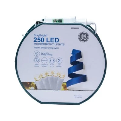 GE StayBright 250-Count Warm White LED MicroBright String Lights with White Wire