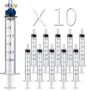 10 Pack 3Ml/Cc Plastic Syringe Liquid Measuring Syringe Tools Individually Seale