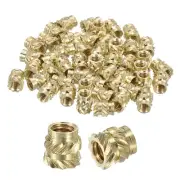 Knurled Insert Nuts, 100pcs M2.5 x 4mm L x 4mm OD Brass Heat Set Insert Nuts