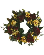 Creative Displays 28in Hydrangea & Magnolia Fall Wreath with Roses