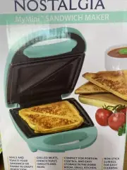 NEW Nostalgia My Mini Personal Aqua Blue Sandwich Maker Great For College Living