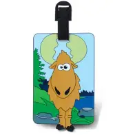 Puzzled Goofy Moose Luggage Tag - Woodland Novelty Travel Tags For Luggage