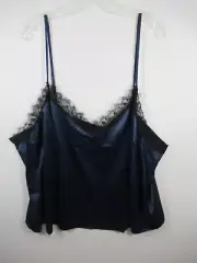 NEW Adore Me Satin Camisole With Lace Plus Size 3X Blue Sleeveless