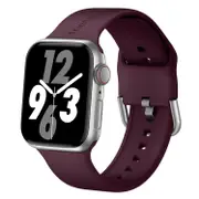 Friendie Byron Silicone Sports Band for Apple Watch (Burgundy/Silver) [Small]
