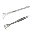 Mini Gardening Rake Stainless Steel Rake Spatula 3 Tines for Cleaning Leaf Grass