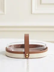 [Ralph Lauren Home] Ralph Lauren Home - Garrett Leather, Canvas And Glass Double Nut Holder - Brown - One size One size Brown