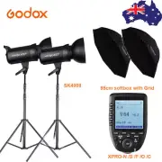 2X Godox SK400II Flash Strobe + 95cm Grid Softbox + Light Stand + Xpro-Trigger