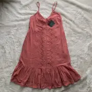 Cynthia Rowley Small Nightgown Boho Salmon Eyelet House Dress Lined