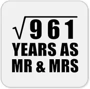 [Designsify] Gifts, 31st Anniversary Square Root of 961 Years As Mr & Mrs, Drink Coaster Mat Wipe-Clean Non-Slip Non-Skid Cork Back, for Birthday Mom Dad Parents Fathers Mothers Day Party, to Men Women