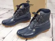 NIB - SPERRY Woman's Saltwater Wedge Tide Quilted DUCK BOOT - 9 W - Navy Blue