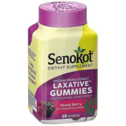 Senokot Dietary Supplement Laxative Gummies, Mixed Berry, 60 Ea