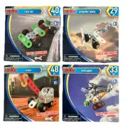 4 Sets Metal Make-it Blocks Build Plane,Helicopter,Crane,Race Car Tools Included