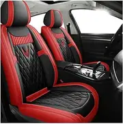 DENGFU Car Seat Covers Universal Set for Volkswagen Amarok/Beetle/Bora/Caddy/Corrado/EOS/Golf/Golf Plus Car Accessories, Black/Red